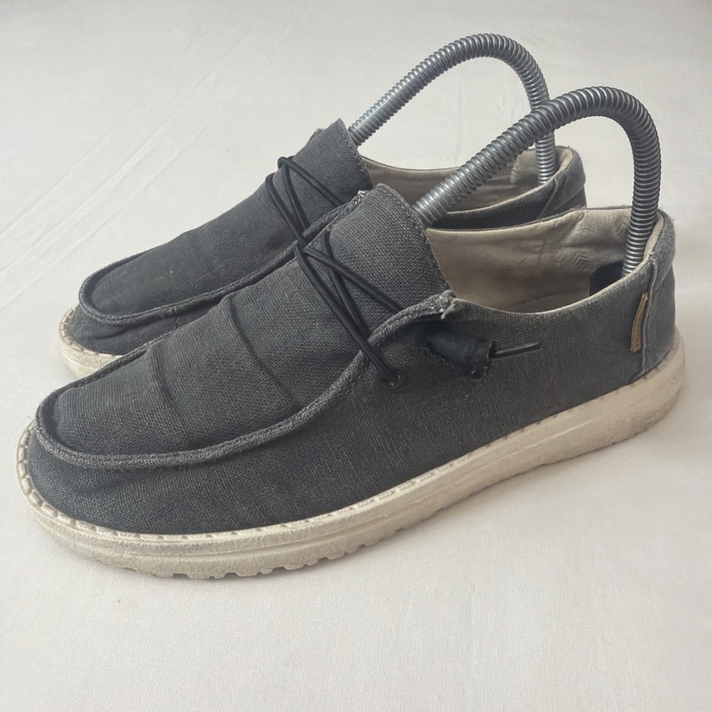 Hey Dude Loafers Women 7 M Wendy Holiday Sparkle Shoes Gray Canvas‎ Lace Slip On - Picture 13 of 16